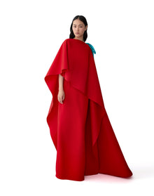 One Shoulder Cape Column Gown With Train | Herrera Red Mul