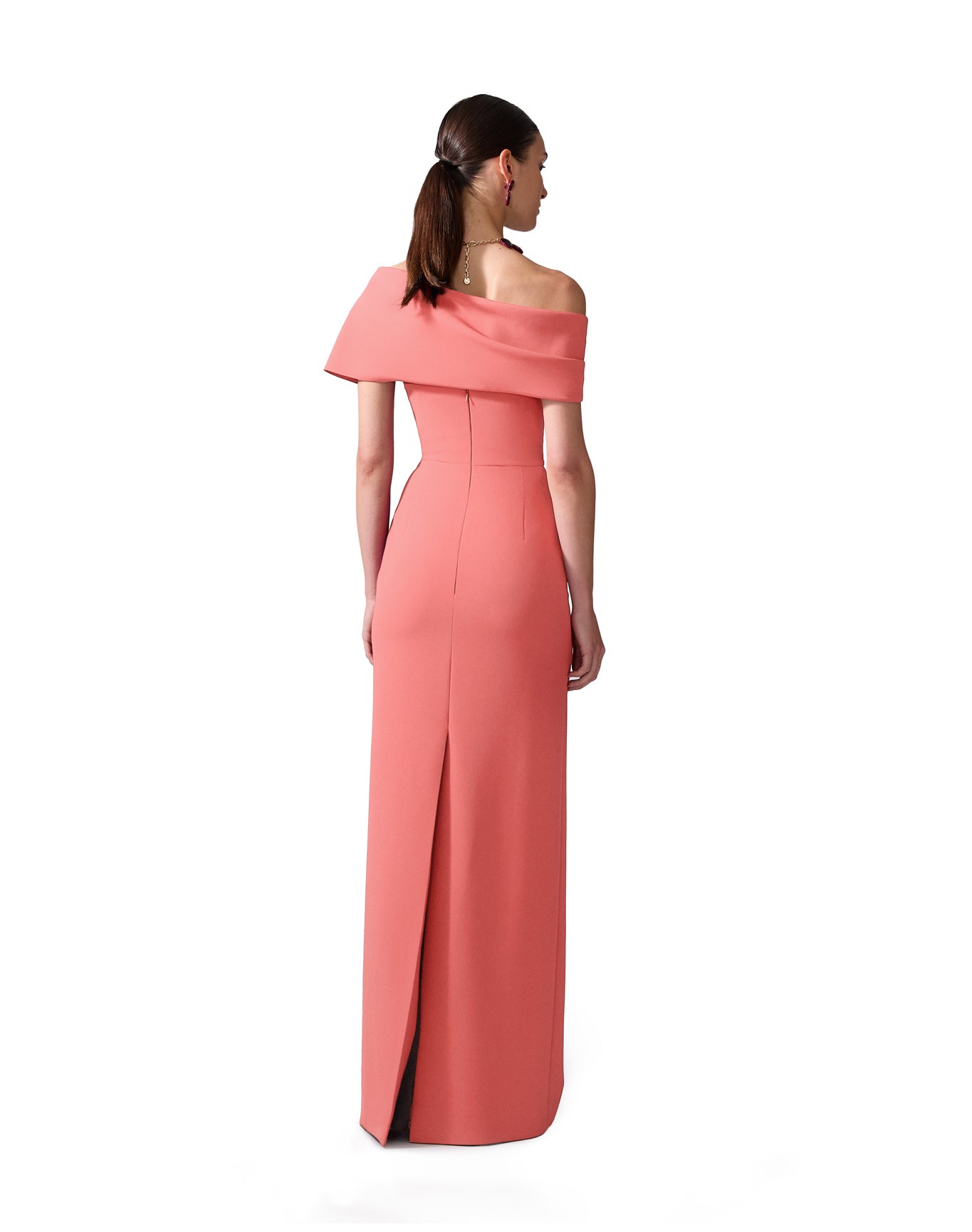 Draped Off Shoulder Column Gown | Sunset