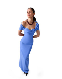 Draped Off Shoulder Column Gown | Bluebell