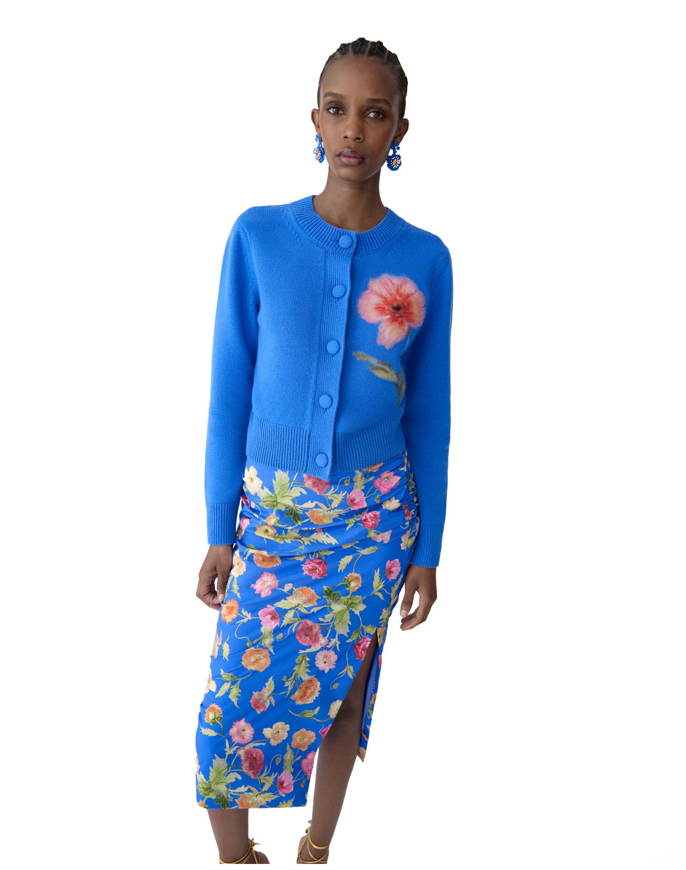 Long Sleeve Crewneck Cardigan | Bluebell Multi