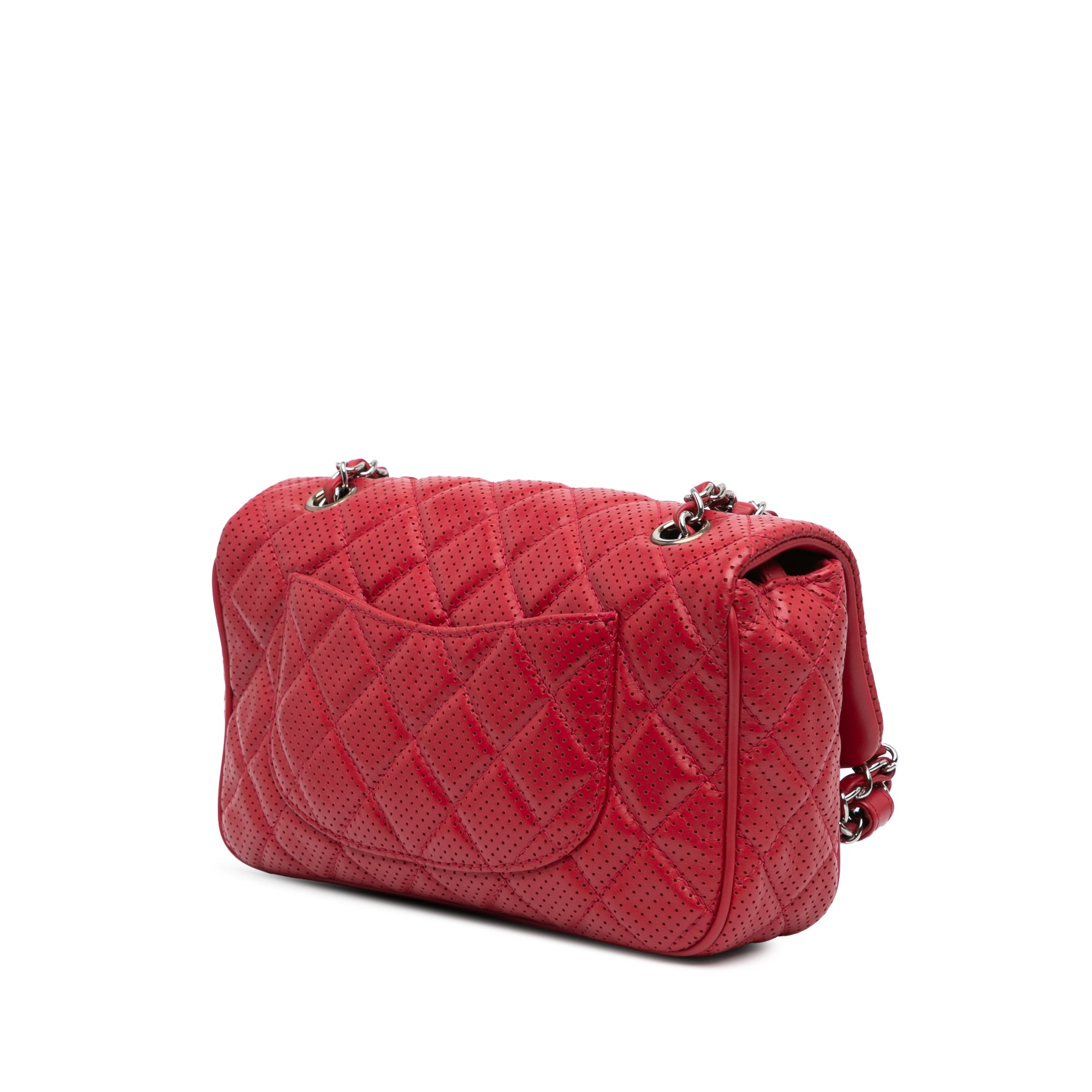 Chanel | Pre-Owned Medium Perforated Lambskin Punch Flap | Red
