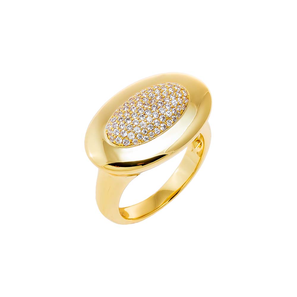 Gold / 6 Fancy CZ Pave Oval Statement Ring - Adina's Jewels