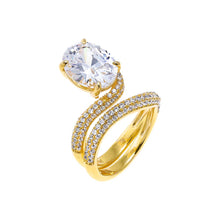 Gold / 6 CZ Pave Looped Oval Stone Ring - Adina's Jewels
