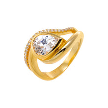 Gold / 6 CZ Sideway Pear Enclosed Ring - Adina's Jewels