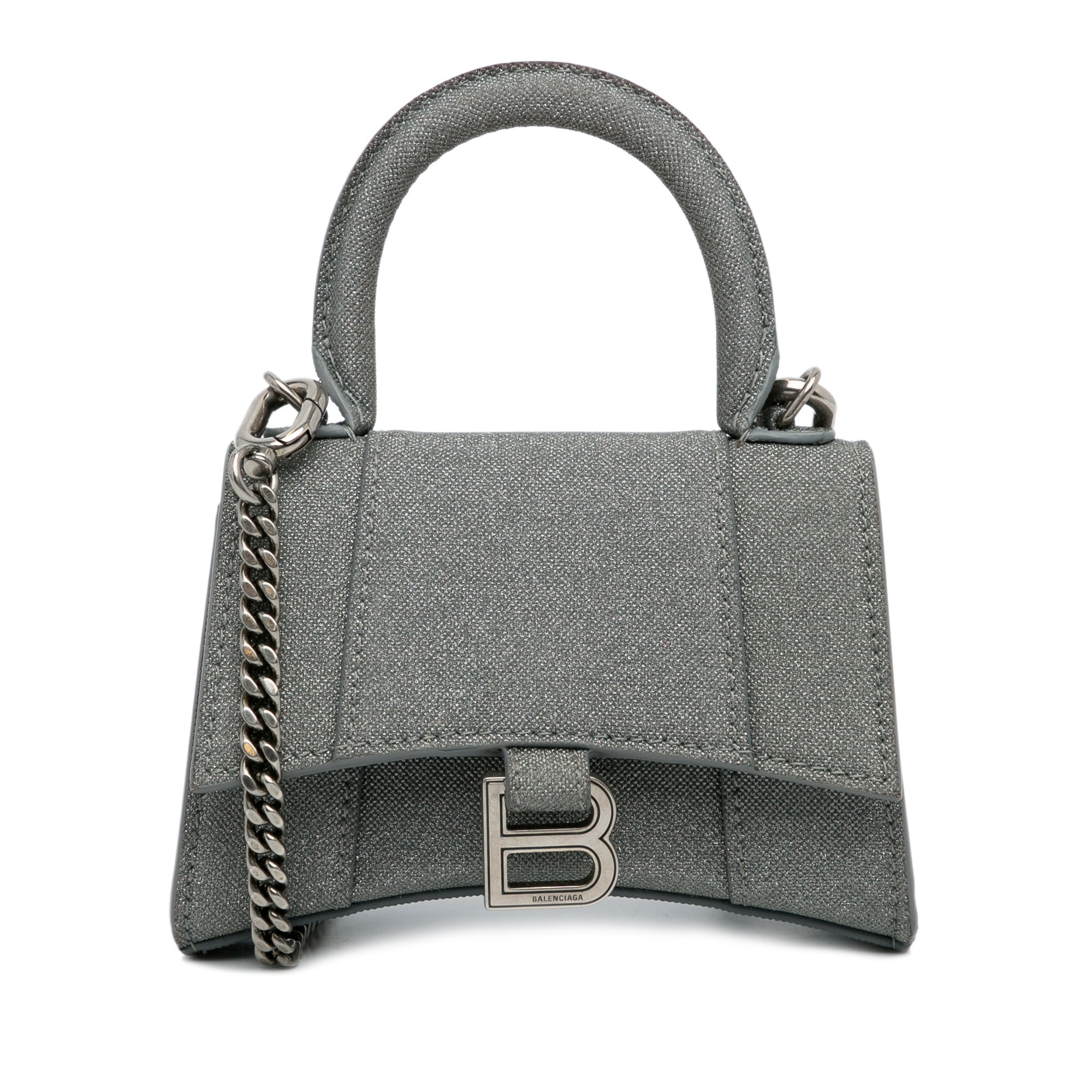 Balenciaga | Pre-Owned Mini Glitter Hourglass Satchel | Gray