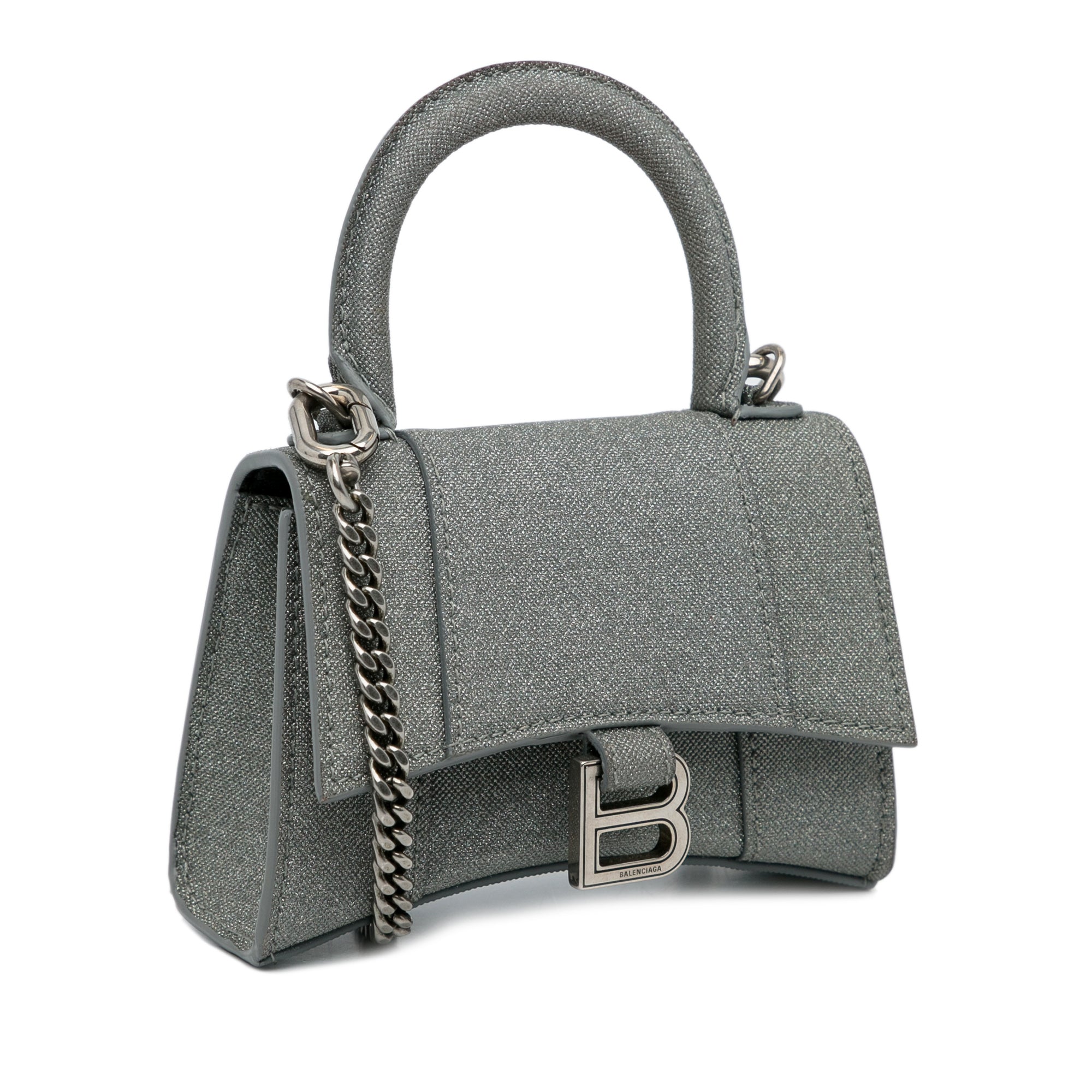 Balenciaga | Pre-Owned Mini Glitter Hourglass Satchel | Gray