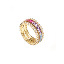 The Three Row Rainbow Ring | 18KT Gold Vermeil & Sterling Silver