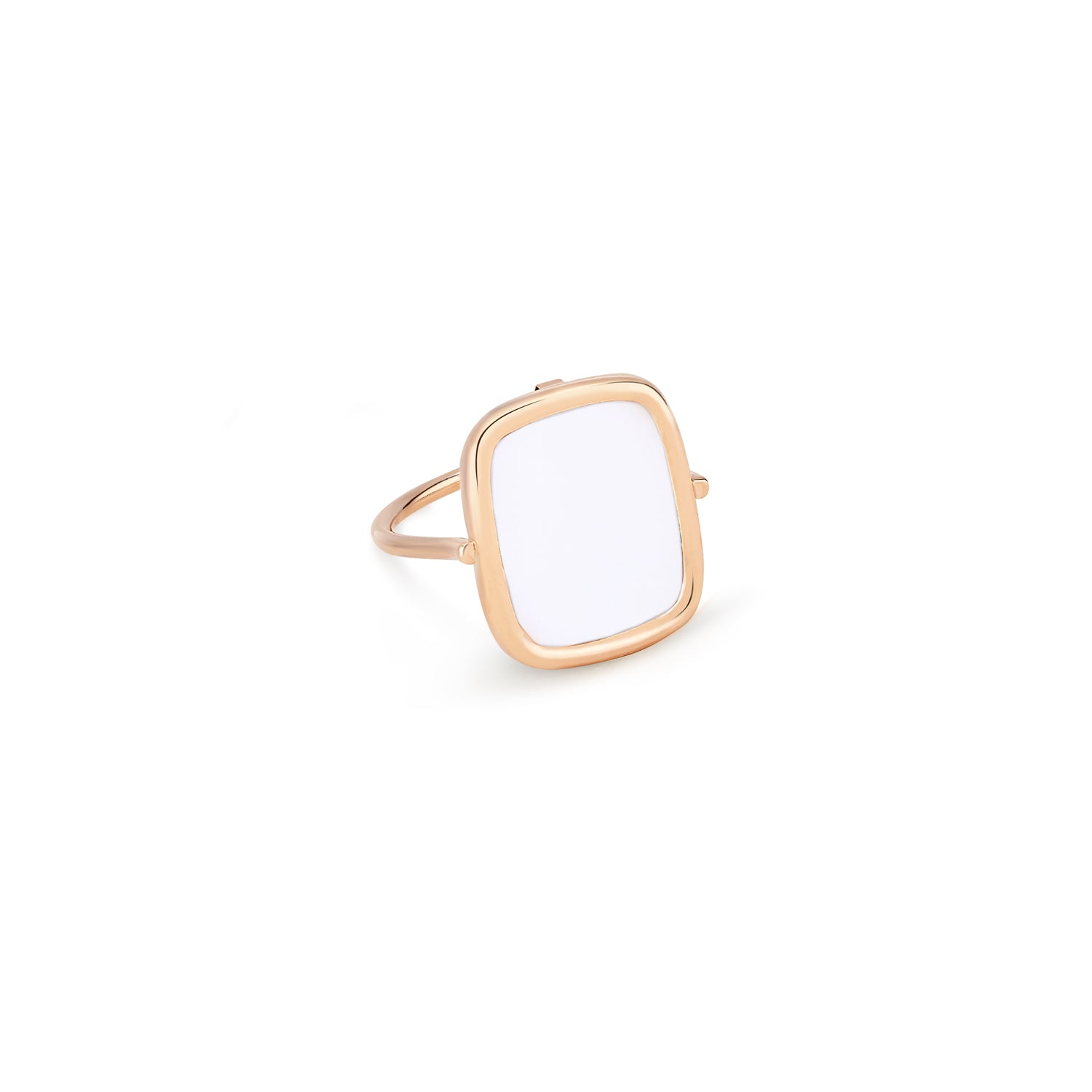 White Agate Antique Ring | 18K Rose Gold
