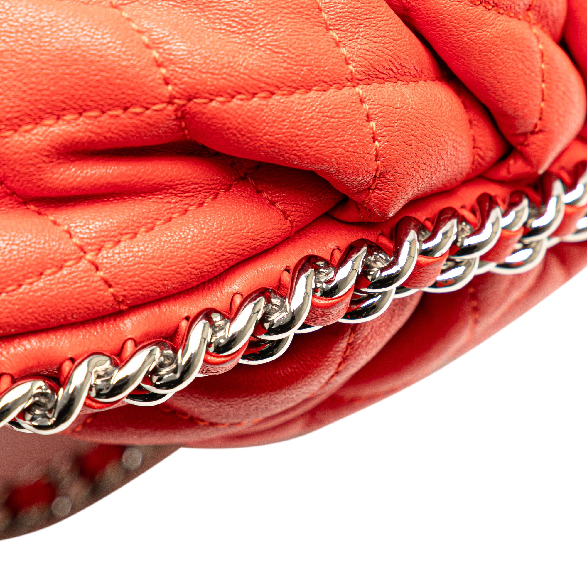 Chanel | Pre-Owned Large Quilted Lambskin Chain Around Flap | Red