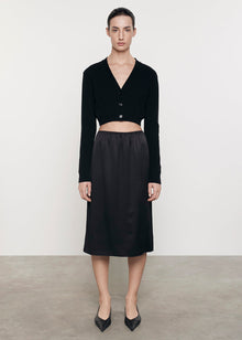 Cashmere Cropped V-Neck Cardigan | Black