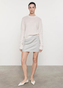 Wool Suiting Mini Skirt | Light Grey Melange