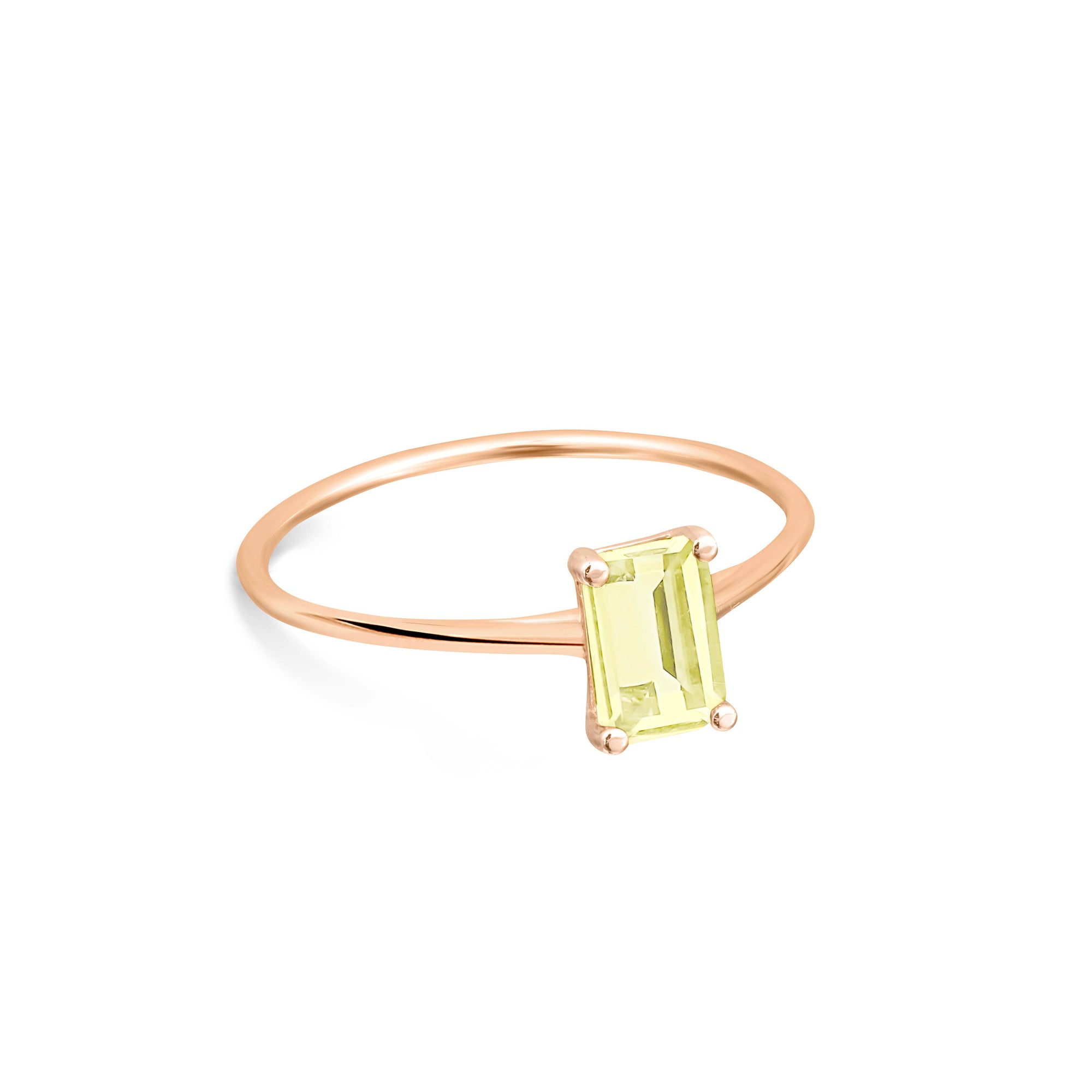 Mini Cocktail Lemon Quartz Ring | 18K Rose Gold