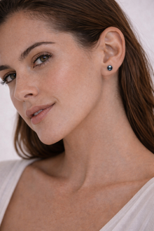 Womens | 9-10mm Round Grey Freshwater Pearl | Stud Earrings | Sterling Silver