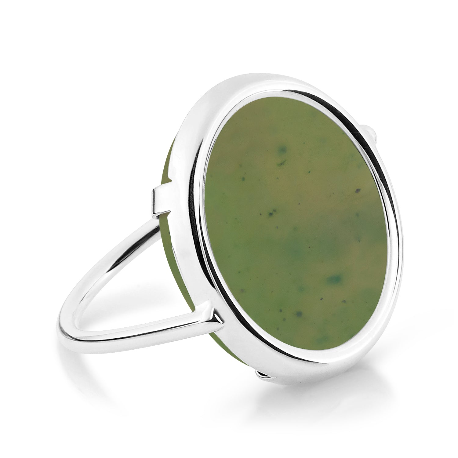 Jade White Gold Disc Ring | 18K White Gold