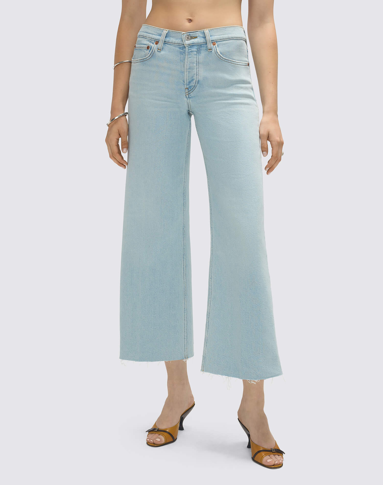 Womens | Comfort Stretch Mid Rise Wide Leg Crop | Ola Indigo