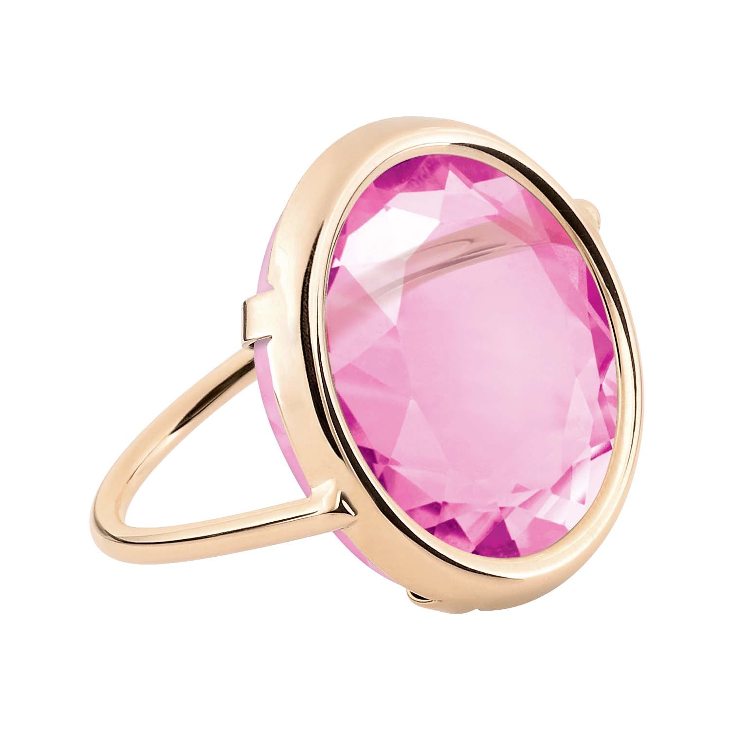 Pink Corundum Disc Ring | 18K Rose Gold