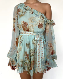 Romper With Tie Up Belt | Turquoise Mix