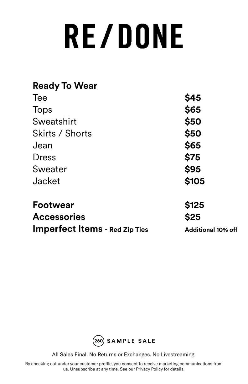 Price table