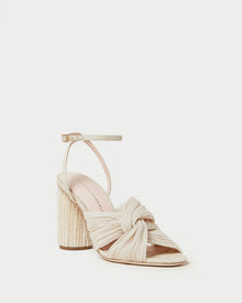 Reed Pleated Twist Heel | Cream/Sparkle