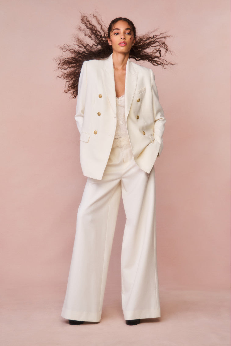 Samuela Wide Leg Trouser | Cream