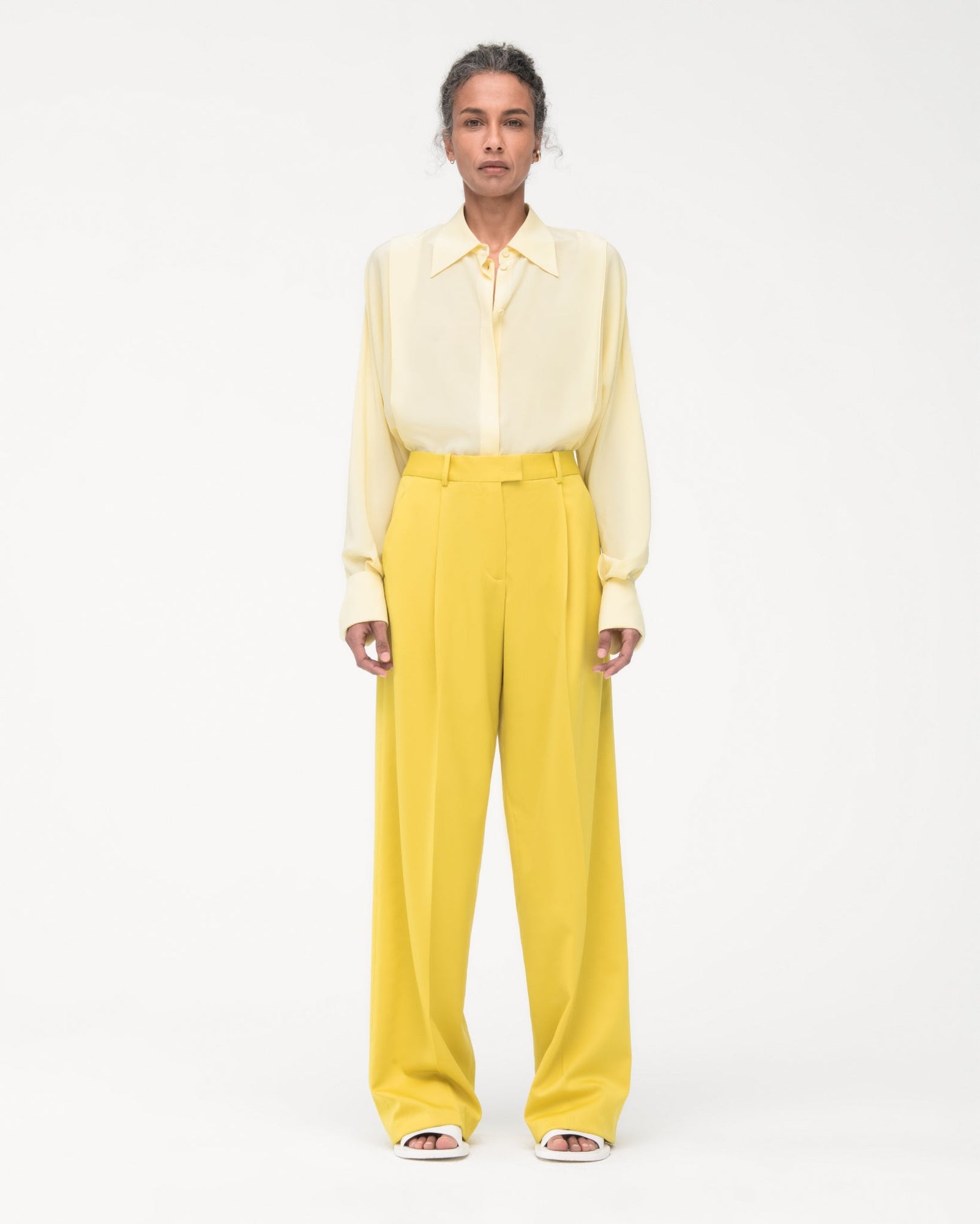 Women | Relaxed Wide Leg Pant | Bright Chartreuse