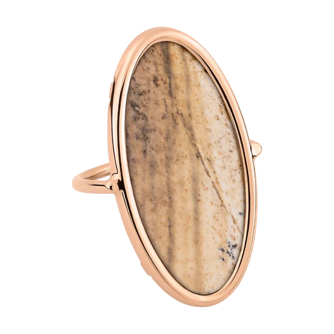 Ellipse Picture Jasper Ring | 18K Rose Gold