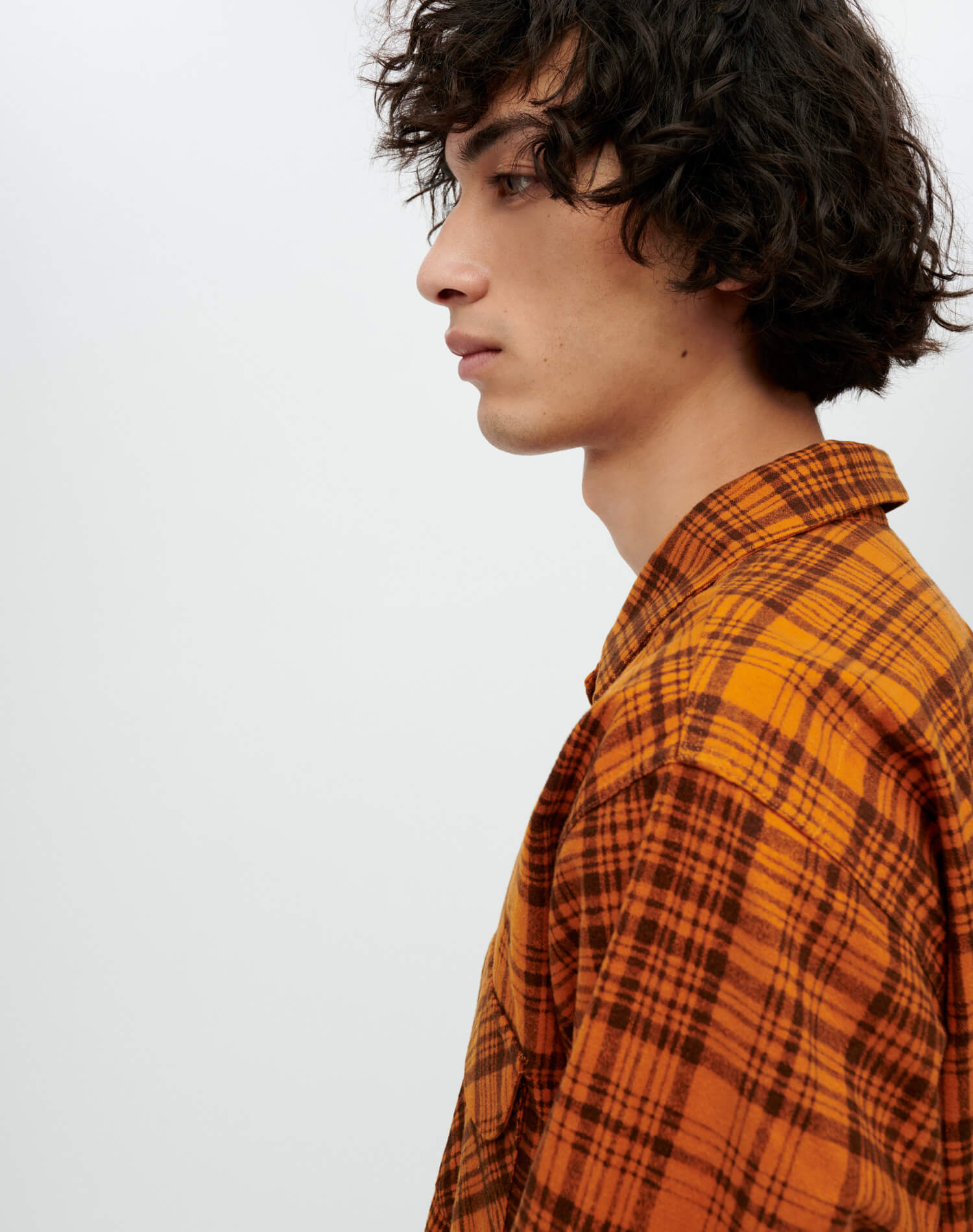 Mens | 50s Plaid Straight Bottom Shirt | Marmalade Charcoal