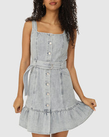 Women | Reunite Denim Mini Dress | Stonewash