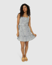 Women | Reunite Denim Mini Dress | Stonewash
