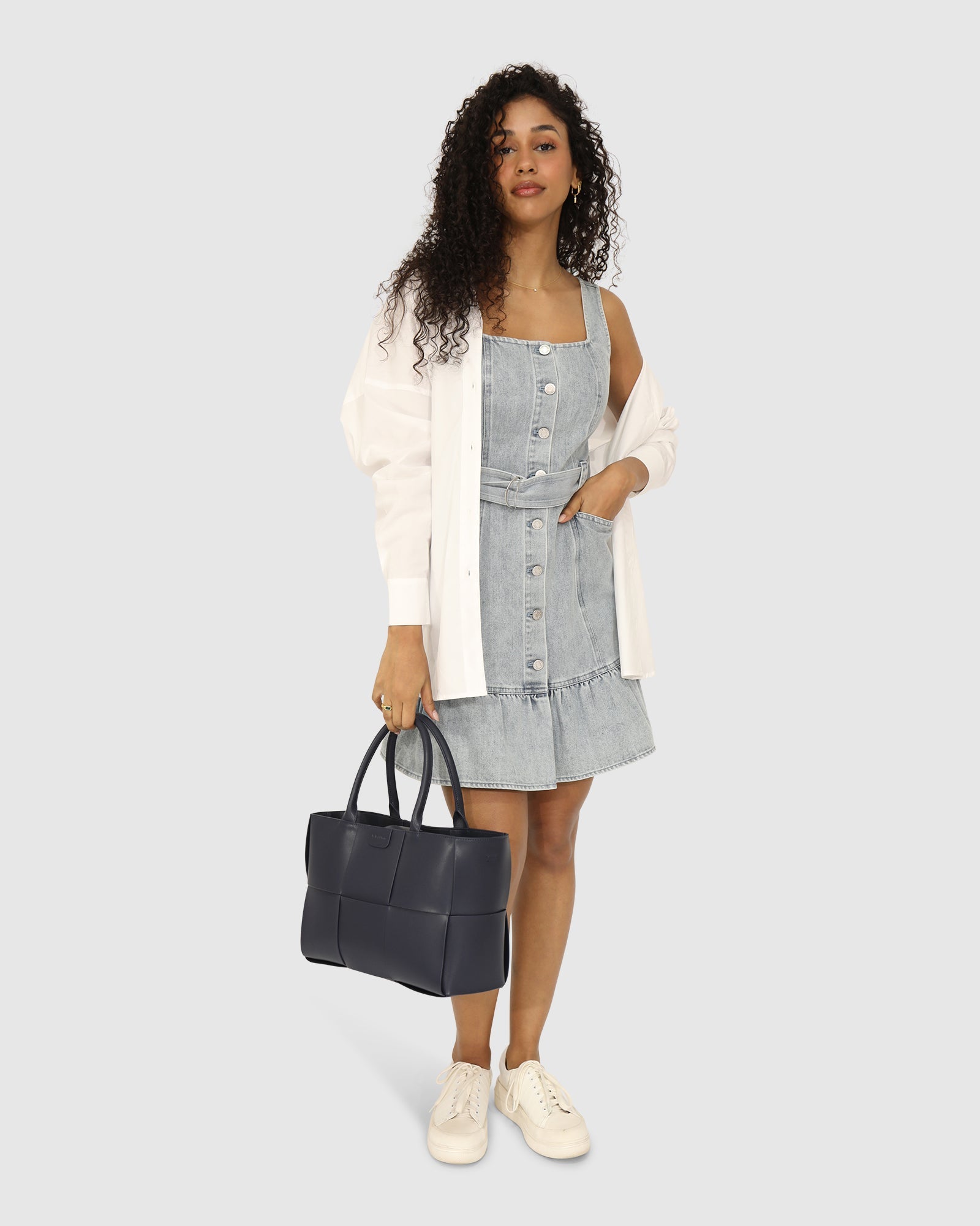 Women | Reunite Denim Mini Dress | Stonewash