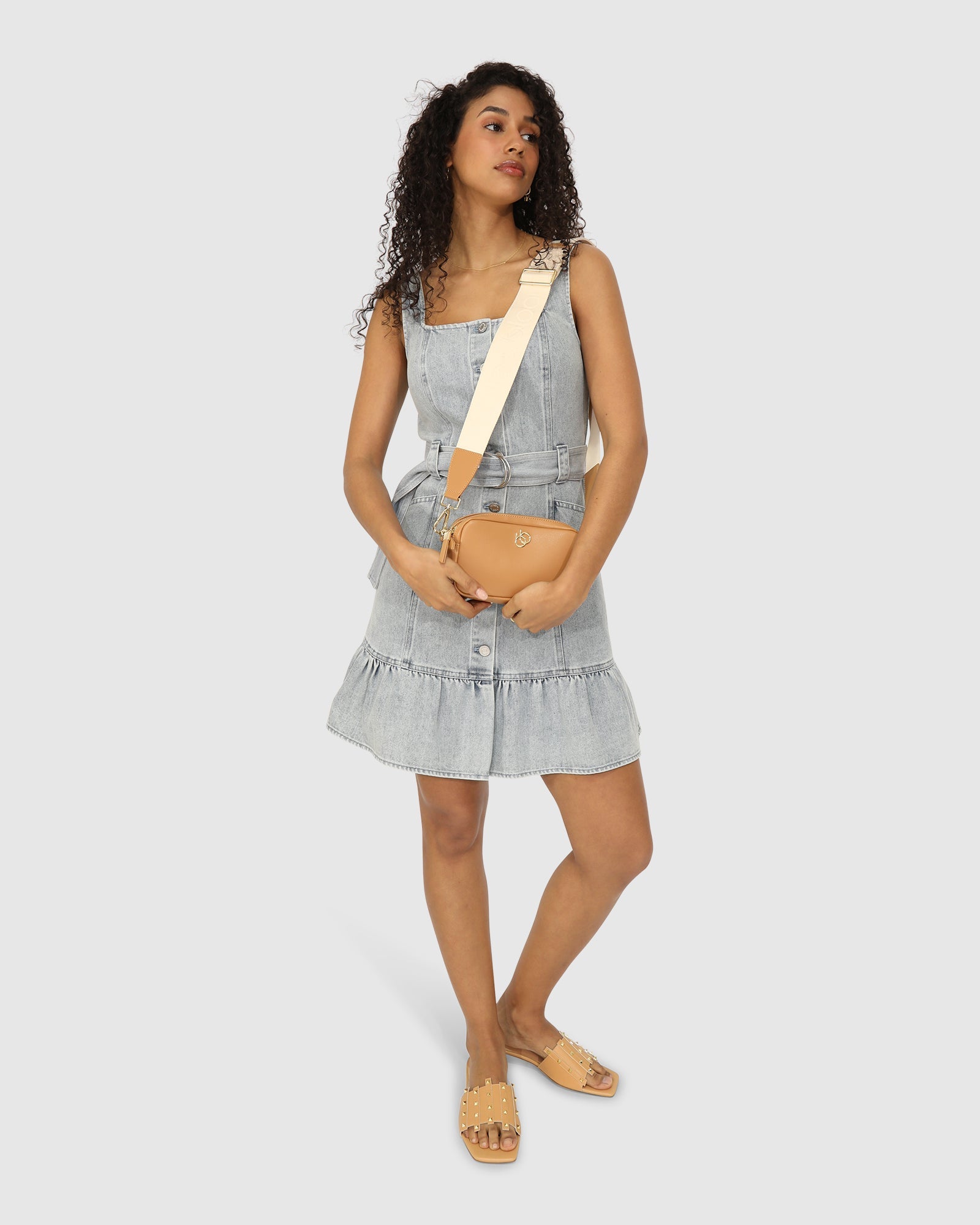 Women | Reunite Denim Mini Dress | Stonewash
