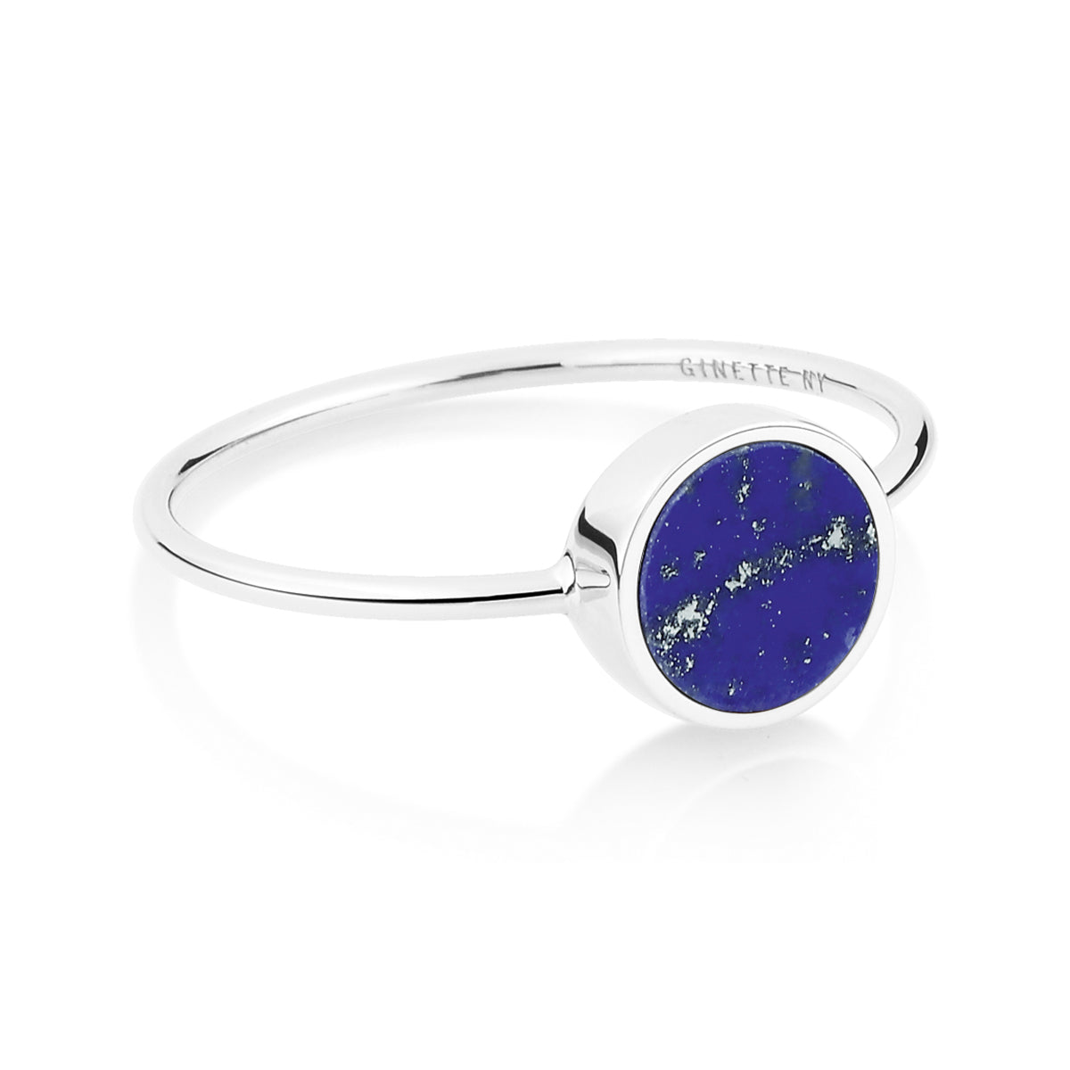 Mini Ever Lapis White Gold Disc Ring | 18K White Gold