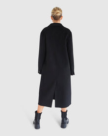 Women | Right There Wool Blend Side Tie Coat | Black