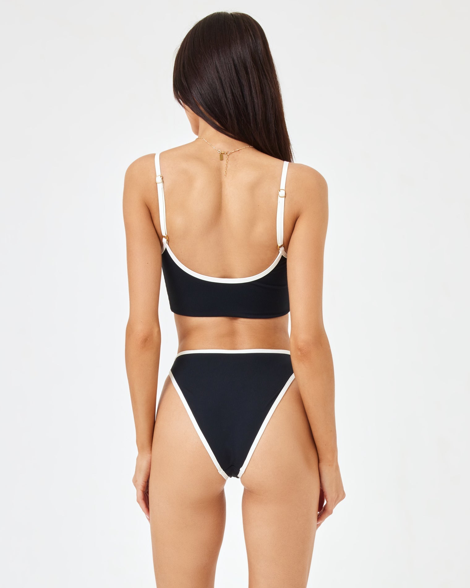 Ribbed Adalyn Bikini Top | Black-Cream