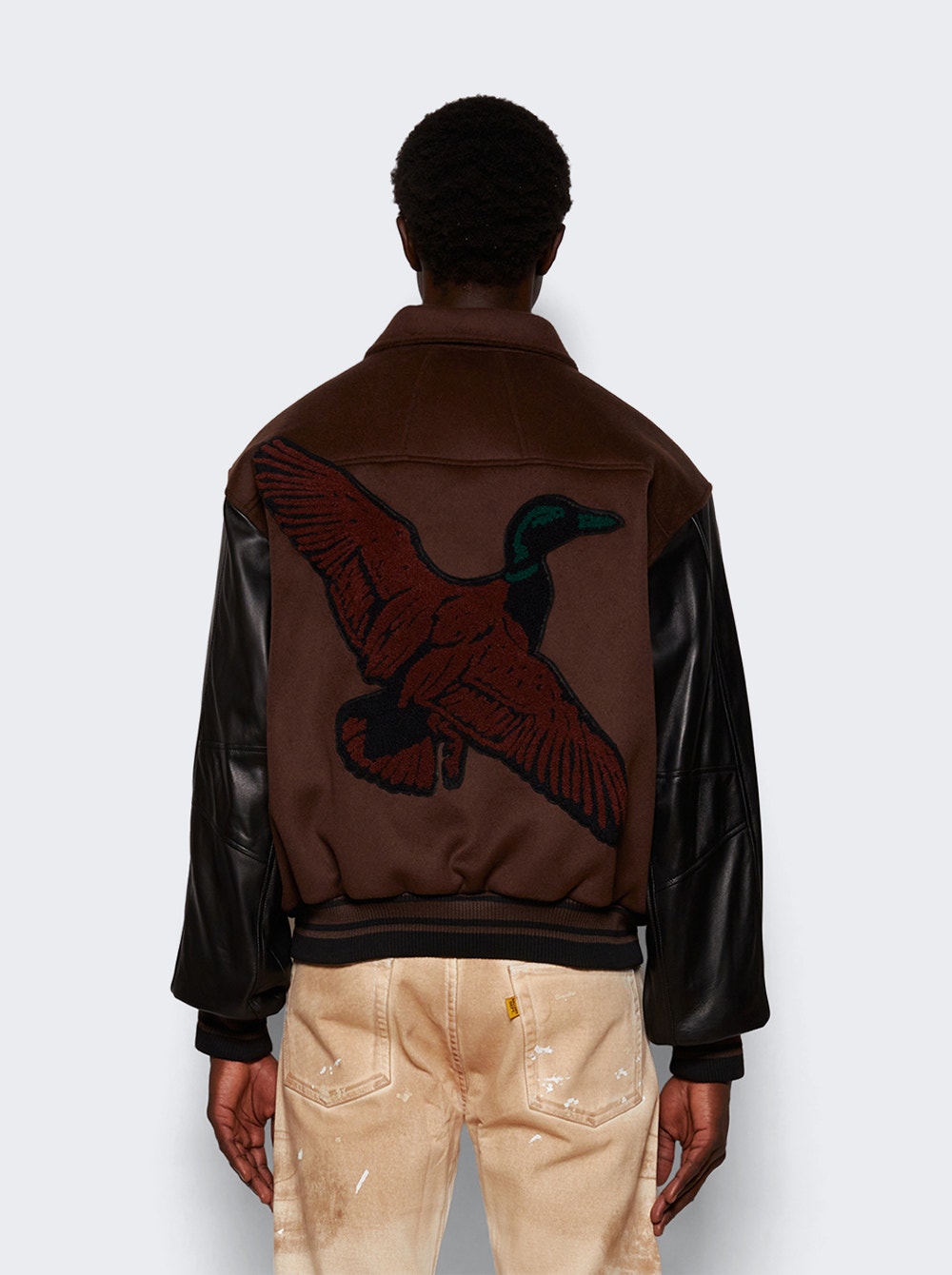 Men | Rhude | Duck Varsity Jacket Brown