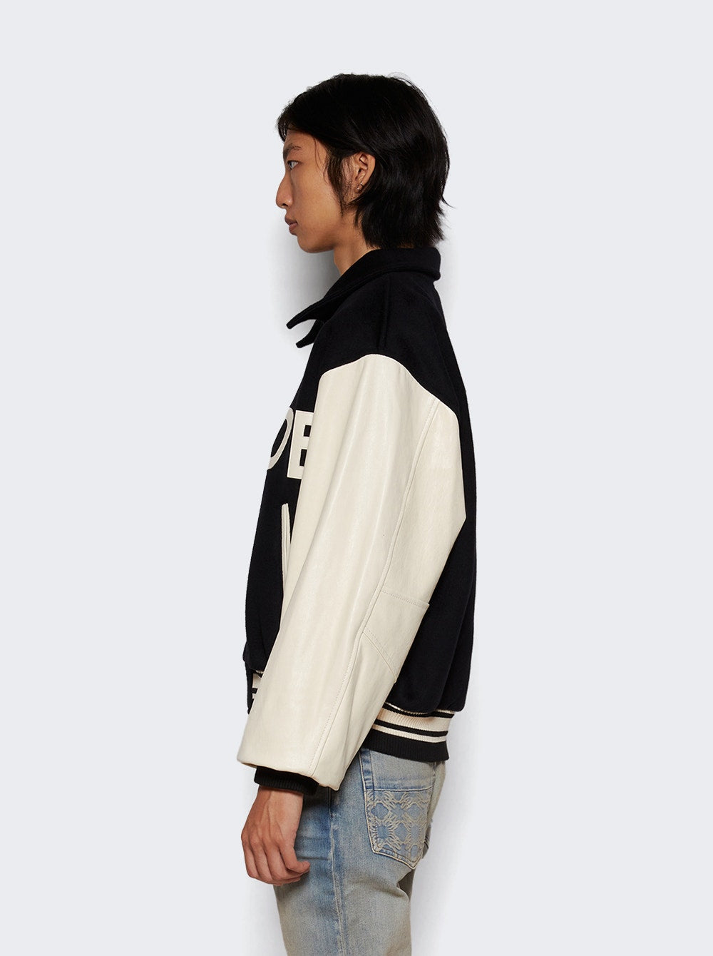 Men | Rhude | Collegiate Jacket | Black & Cream