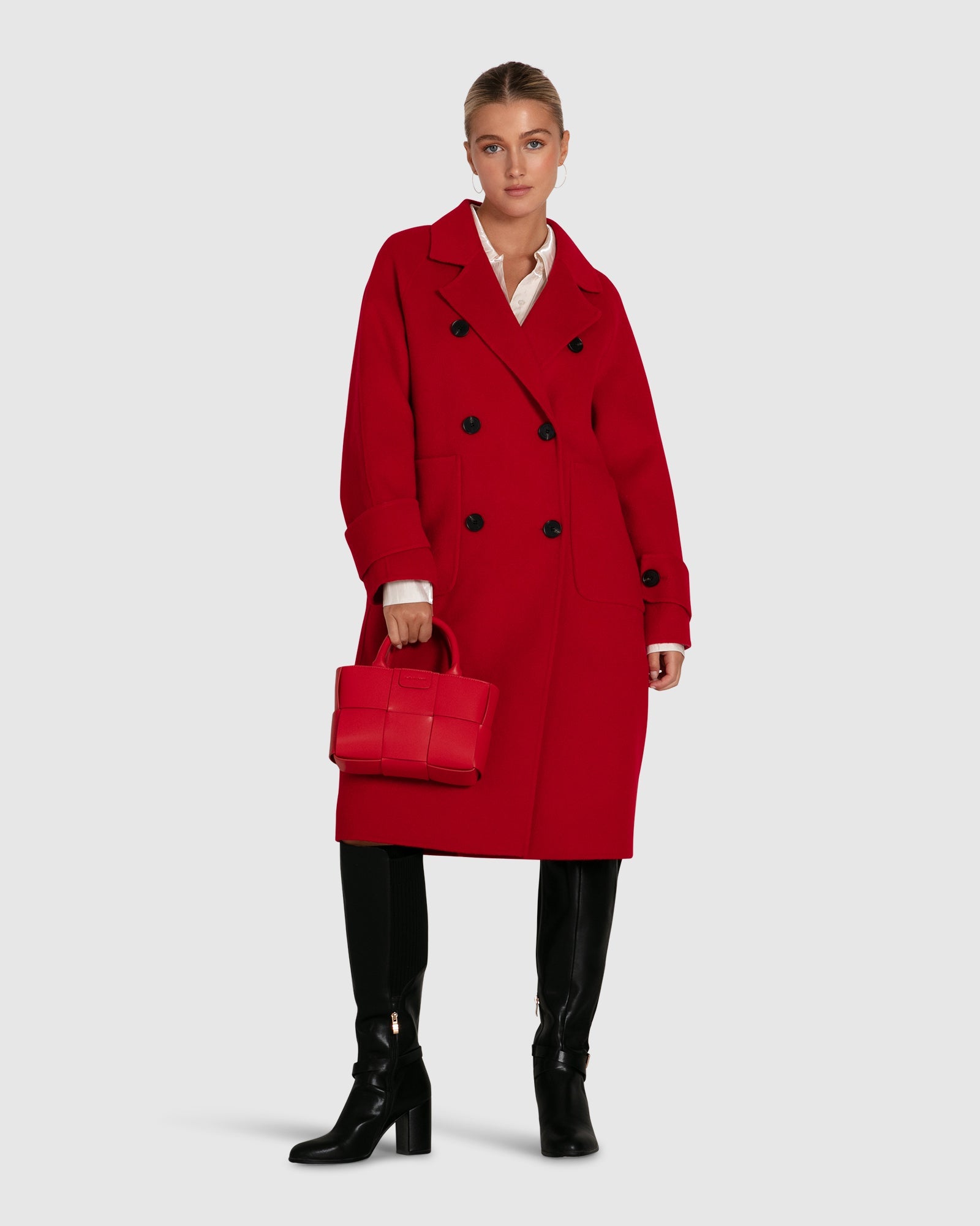 Women | Rumour Has It Oversized Wool Blend Coat | Red