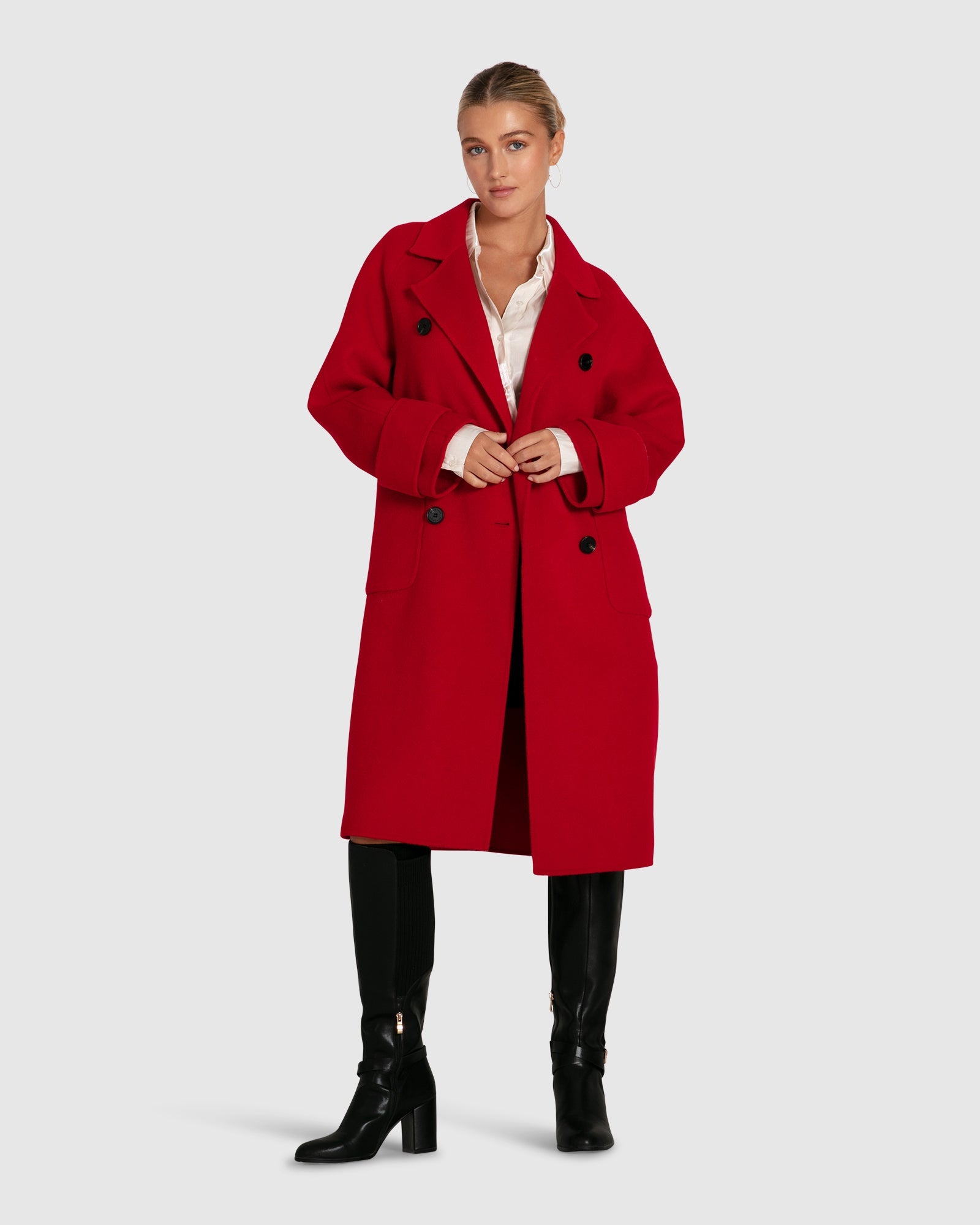 Women | Rumour Has It Oversized Wool Blend Coat | Red
