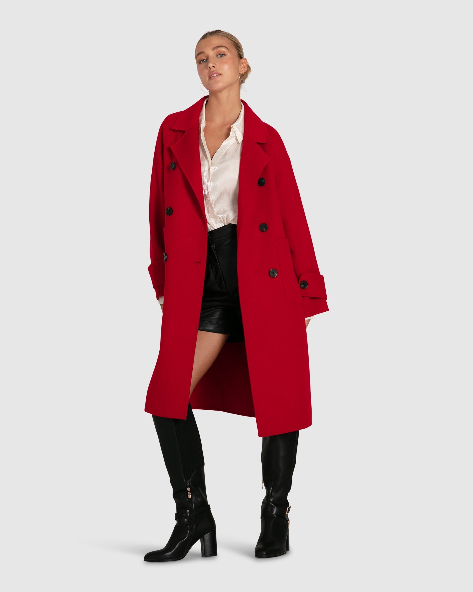 Women | Rumour Has It Oversized Wool Blend Coat | Red