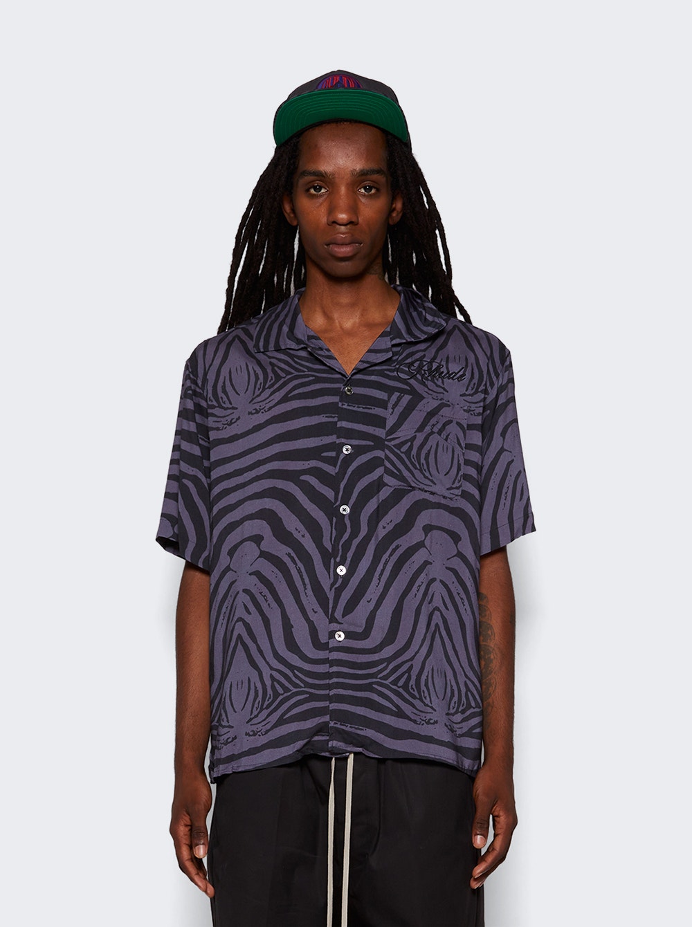 Rhude | Short Sleeve Zebra Shirt | Charcoal