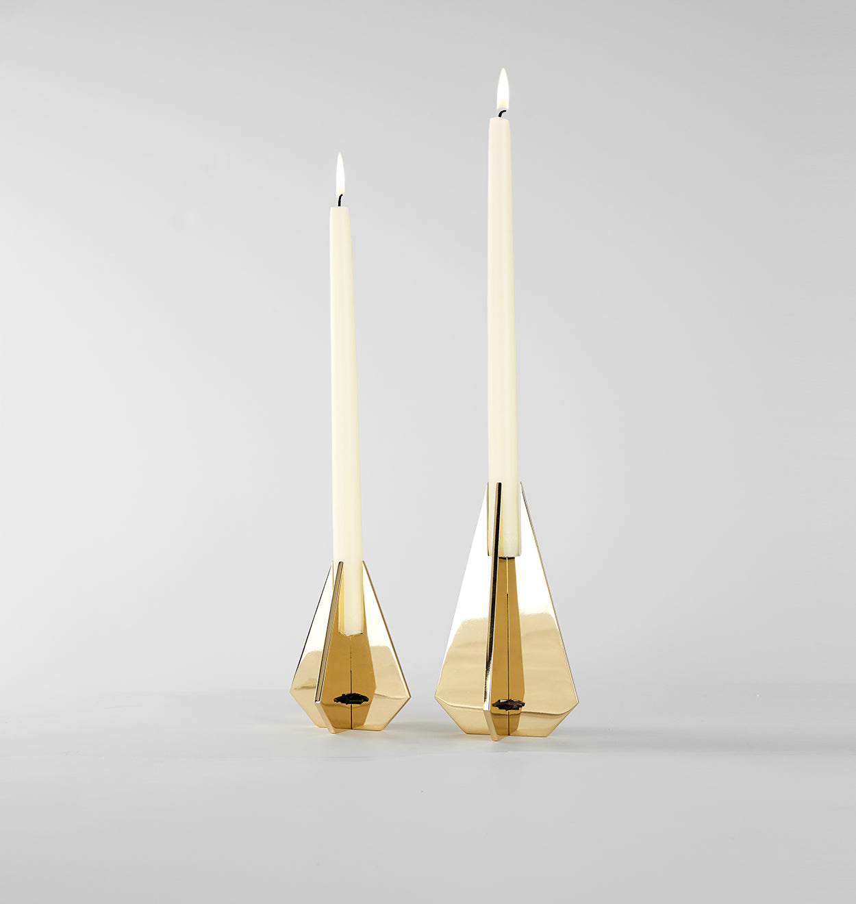 Set of 2 | Cross Candle Holder | 7in Height | Polished Brass