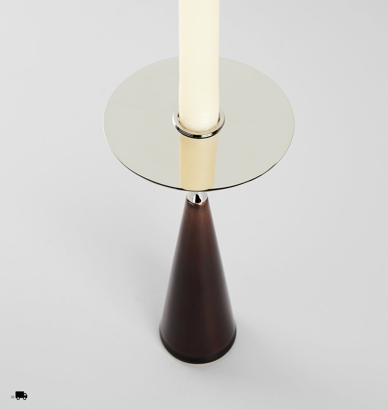 Set of 2 | Moor Candle Holder | Brown/Polished Nickel