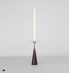 Set of 2 | Moor Candle Holder | Brown/Polished Nickel