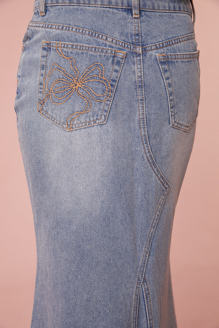 Womens | Risia Denim Maxi Skirt | Montauk Blue