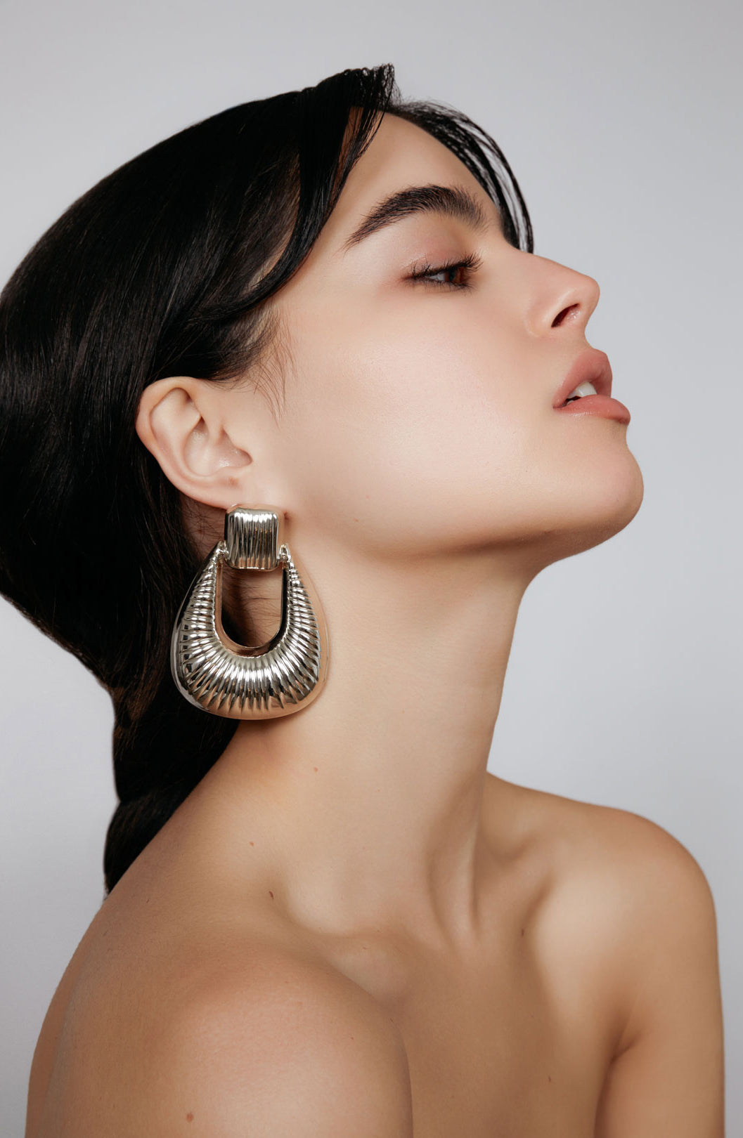 Striated Door Knocker Earrings Large - Ronny Kobo