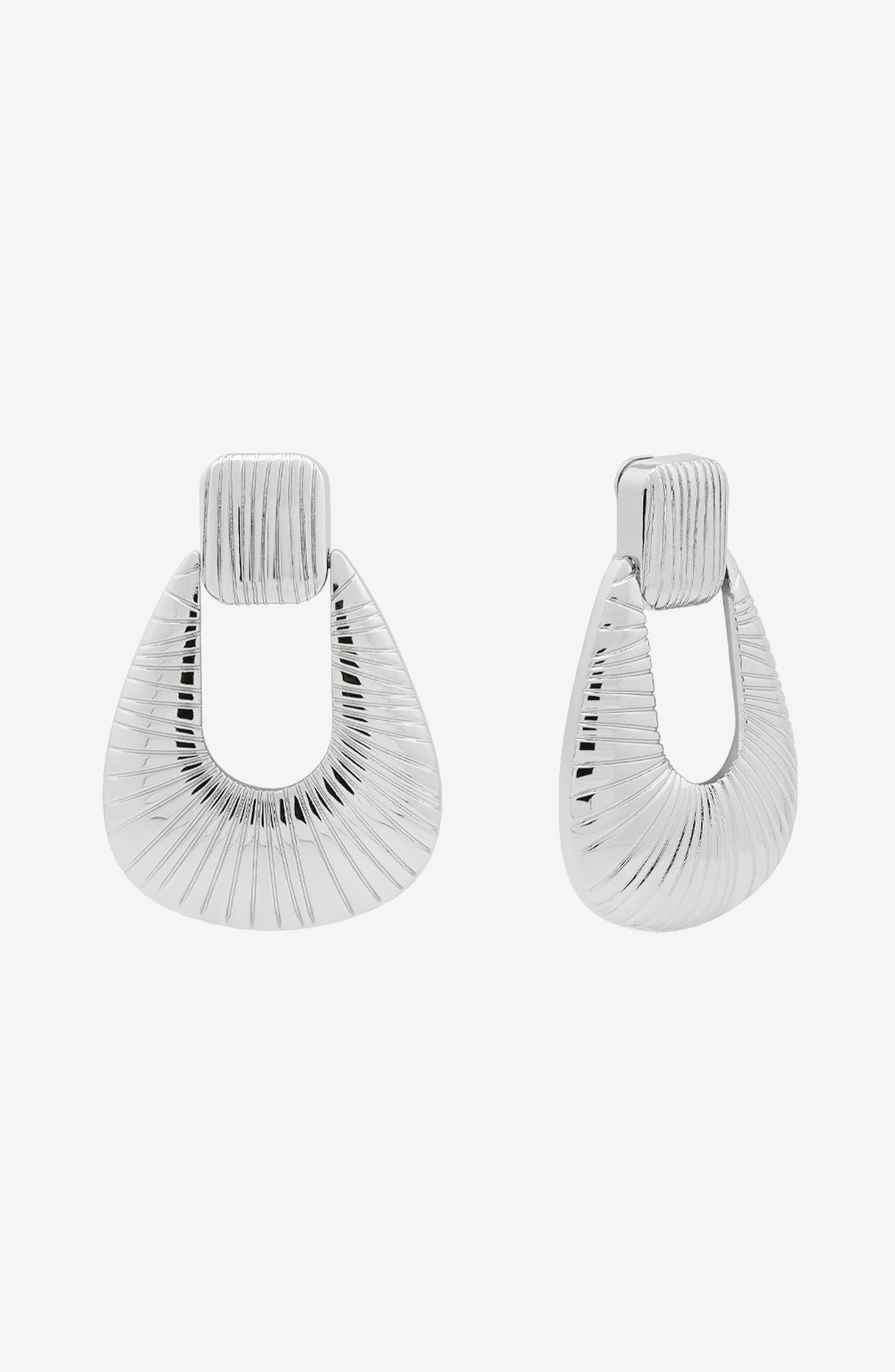 Striated Door Knocker Earrings Front View