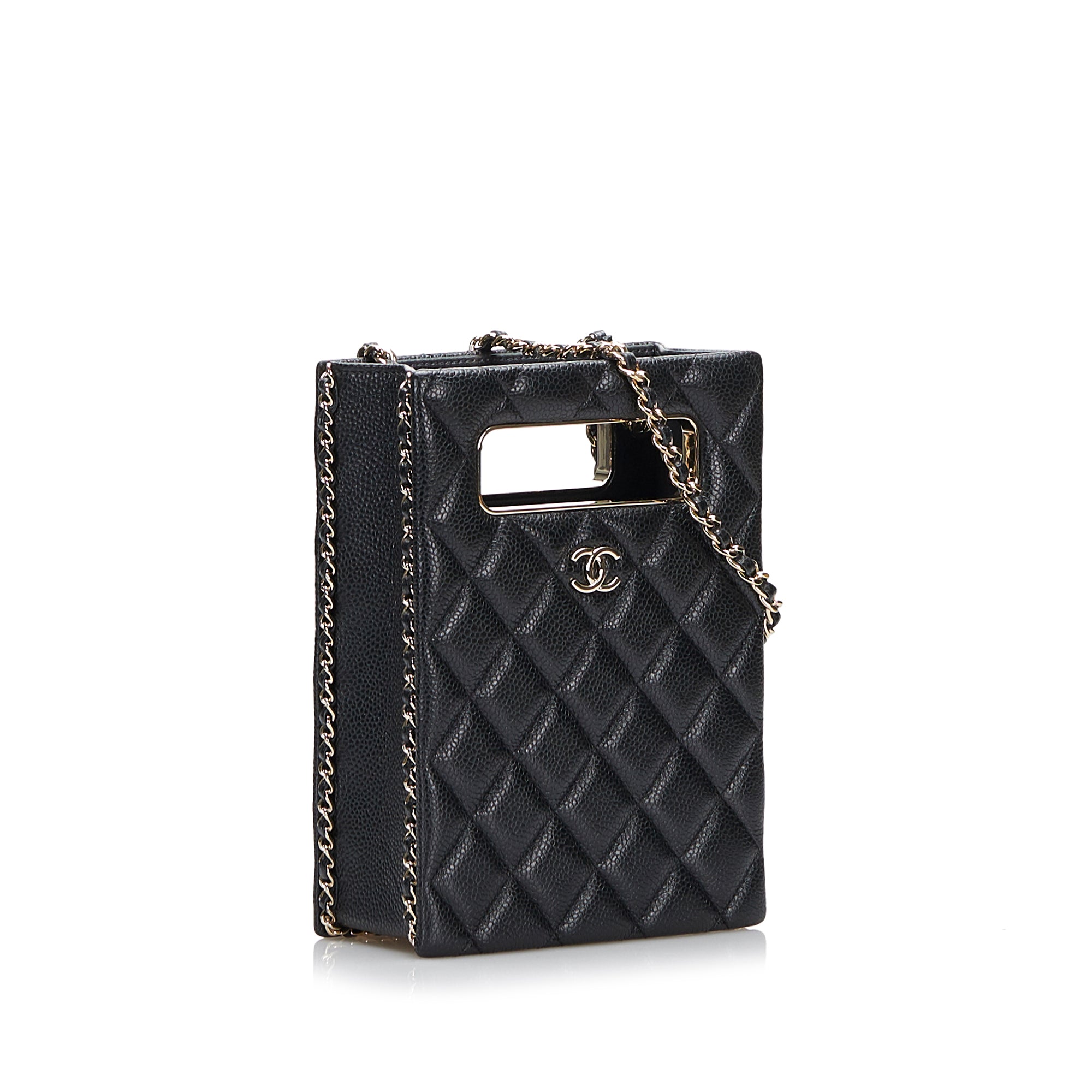 Chanel Pre-Owned Mini Caviar Chain Around Cut Out Evening Bag | Women | Black