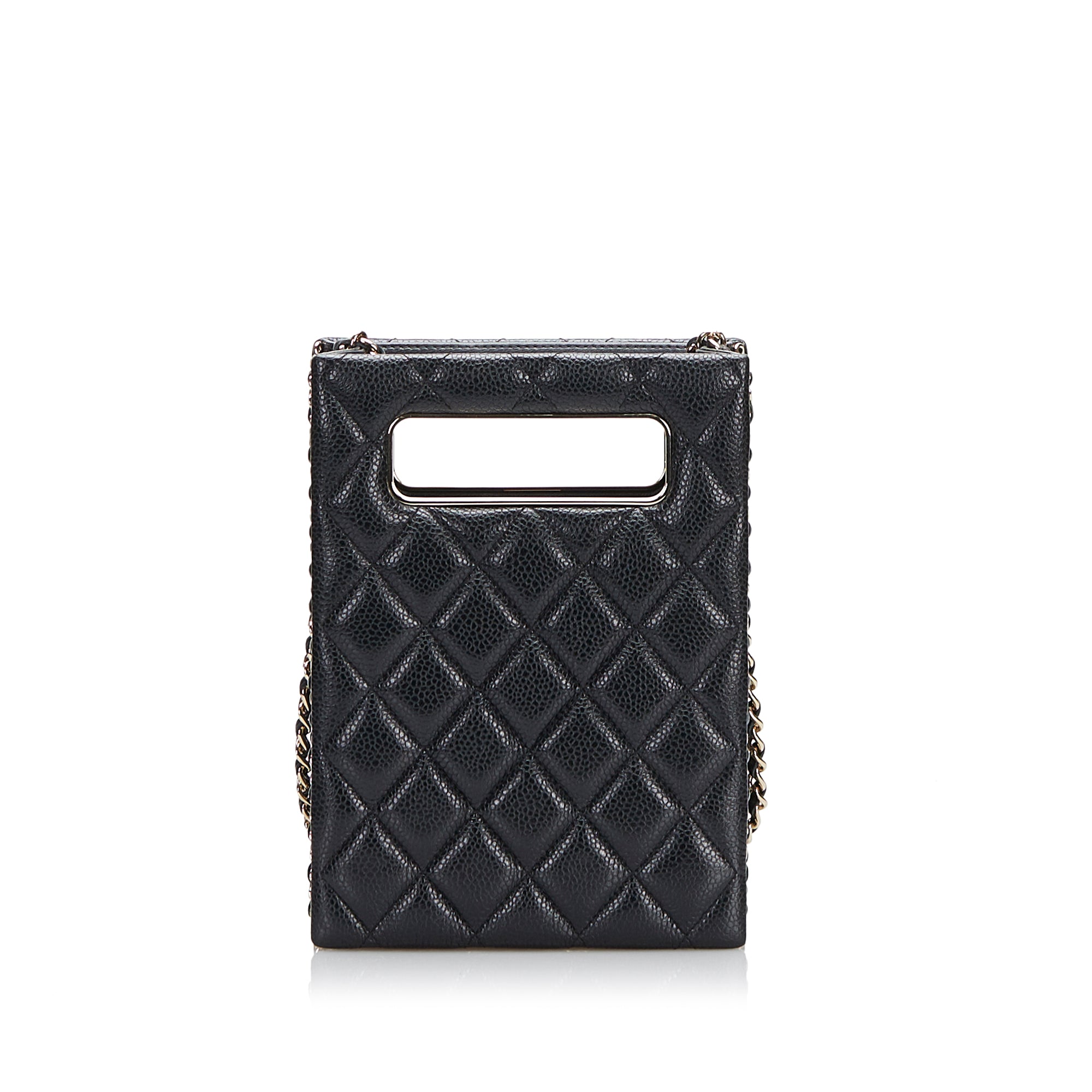 Chanel | Pre-Owned Mini Caviar Chain Around Cut Out Evening Bag | Black