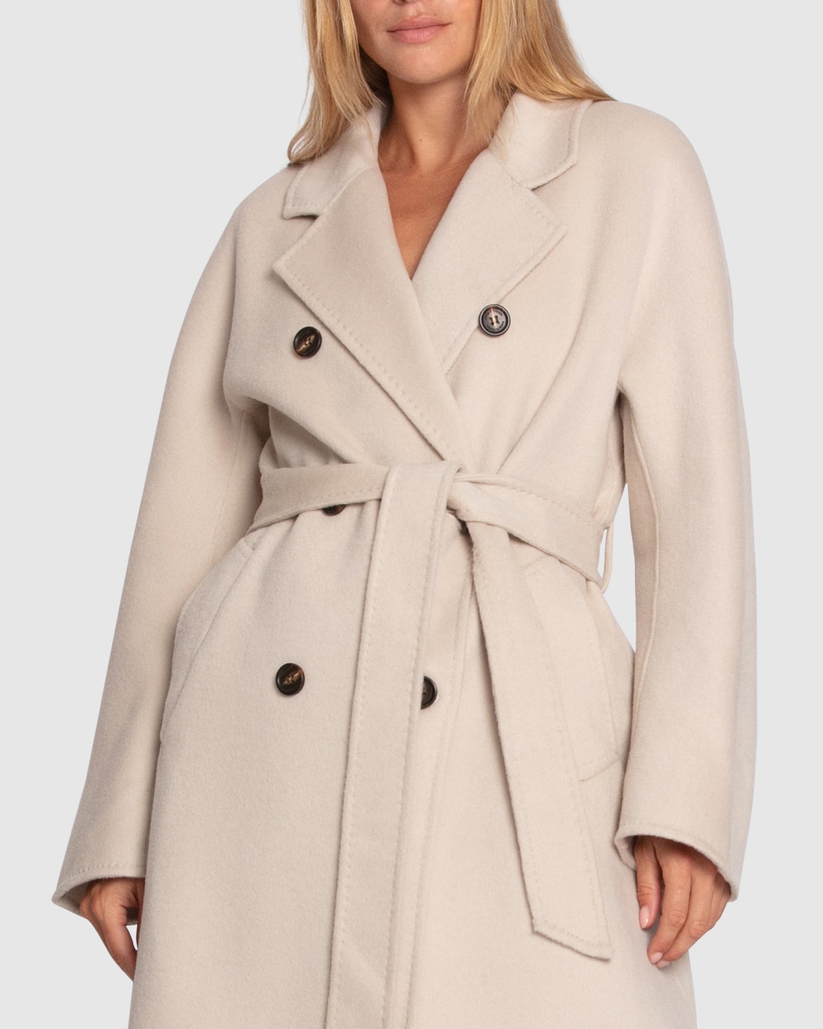 Women | Real Love Wool Blend Double Breasted Maxi Coat | Pearl