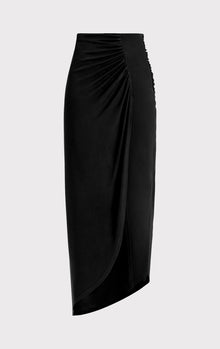 Ruched Jersey Midi Skirt | Black